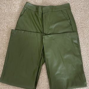 Olive green leather pants from zara!!